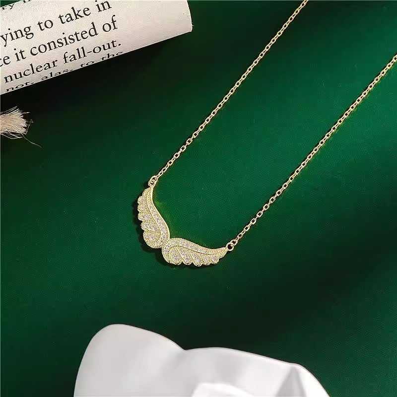 S925 Sterling Silver Iced Angel Wings Pendant & Chain - DATNEWDRIP