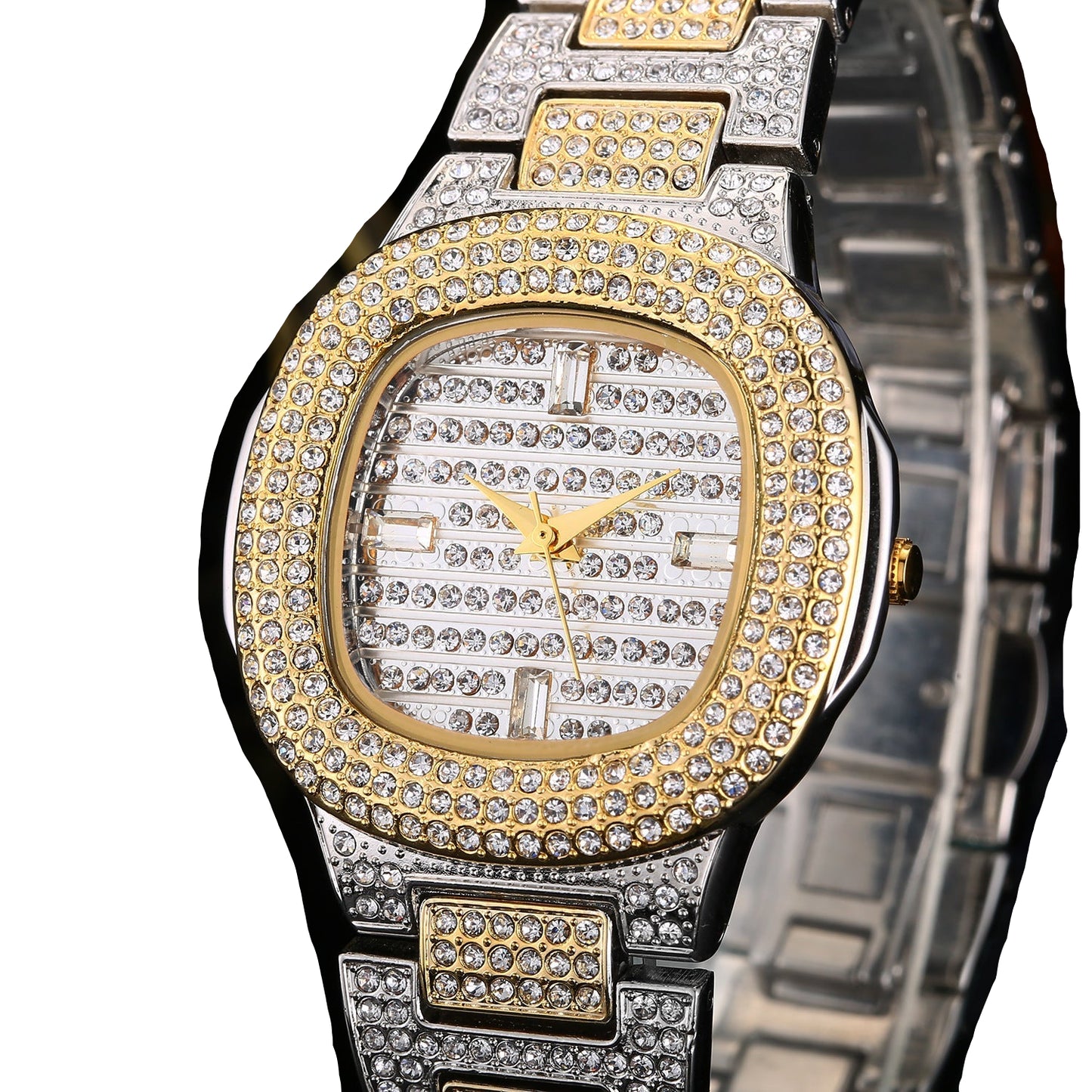 Iced Out Round Corners Luxury Watch