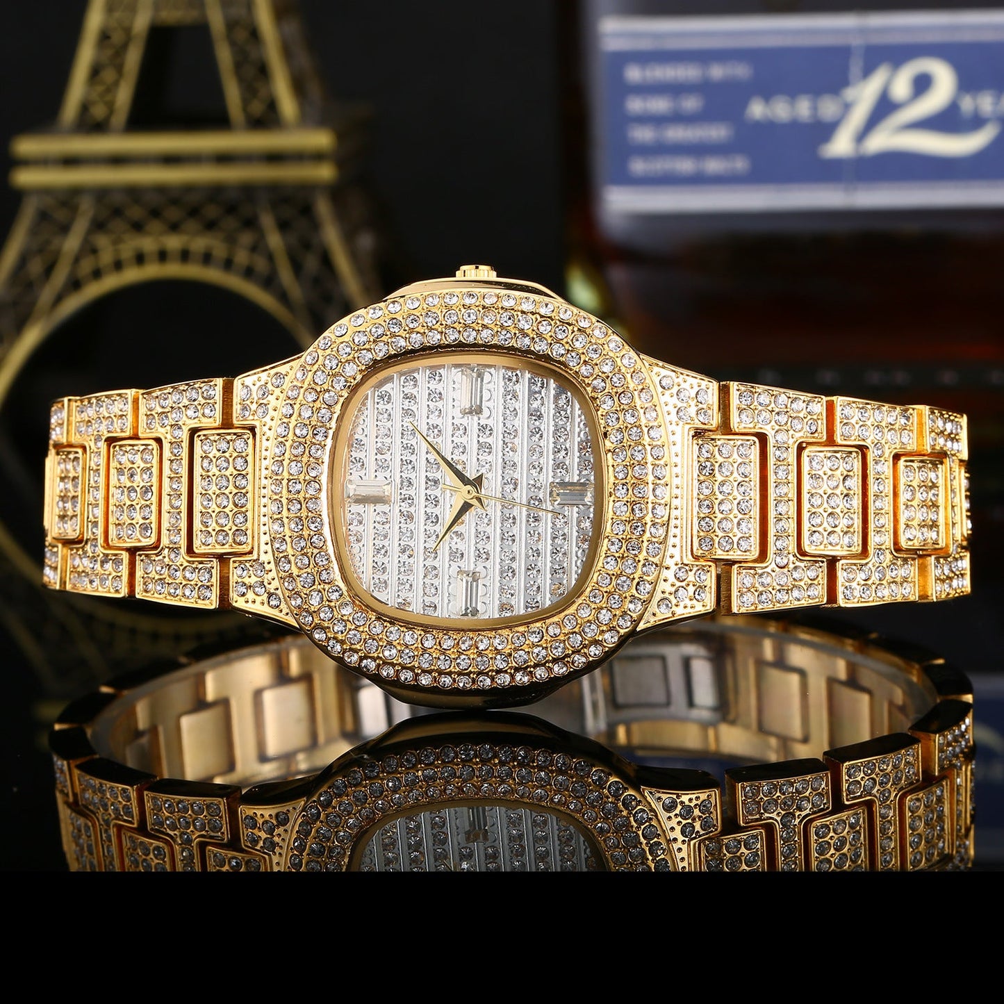 Iced Out Round Corners Luxury Watch