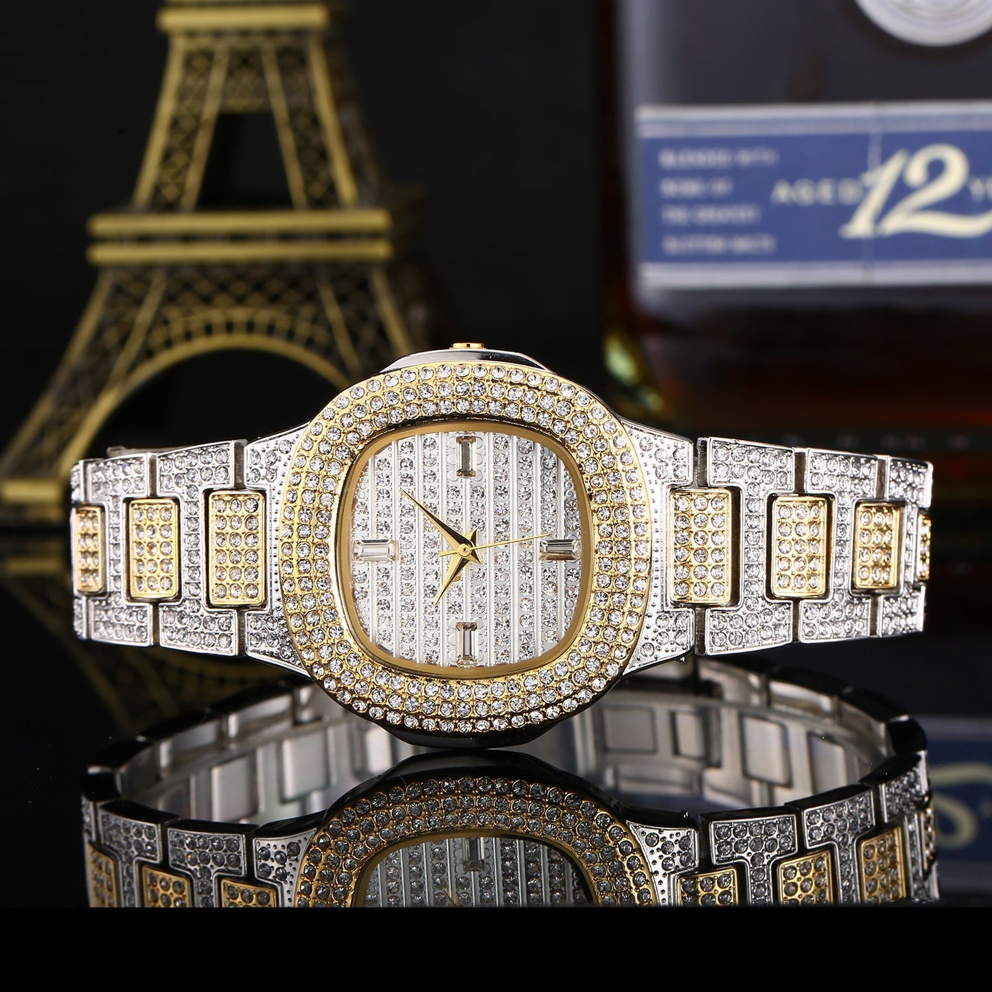 Iced Out Round Corners Luxury Watch