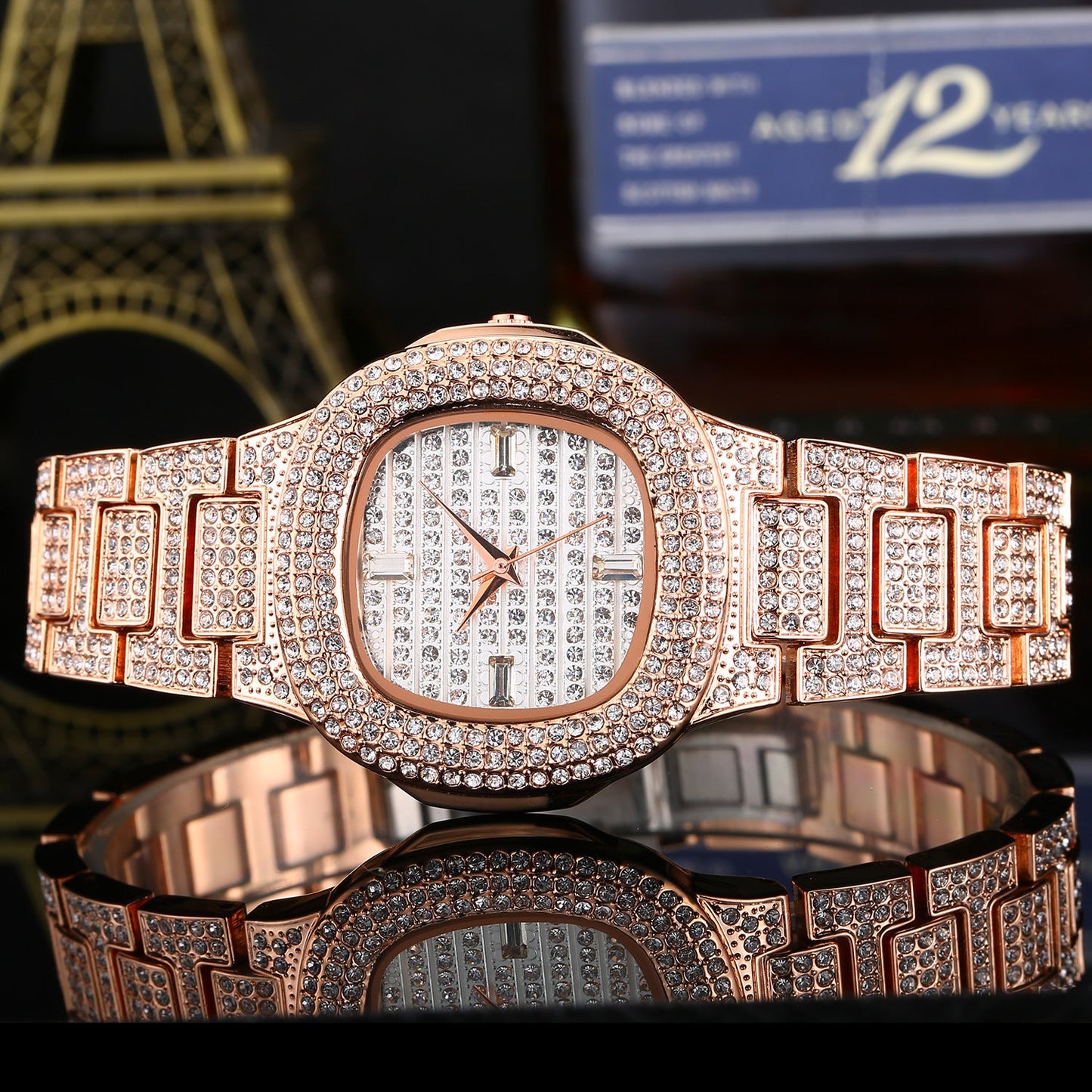 Iced Out Round Corners Luxury Watch