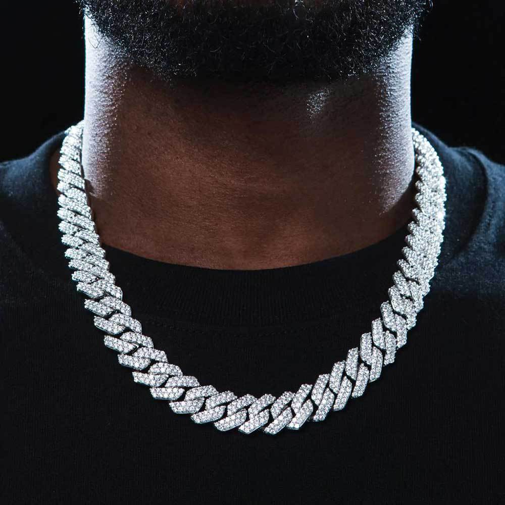 15mm Cuban Link Chain Style Gold Platinum Purple Necklace 2