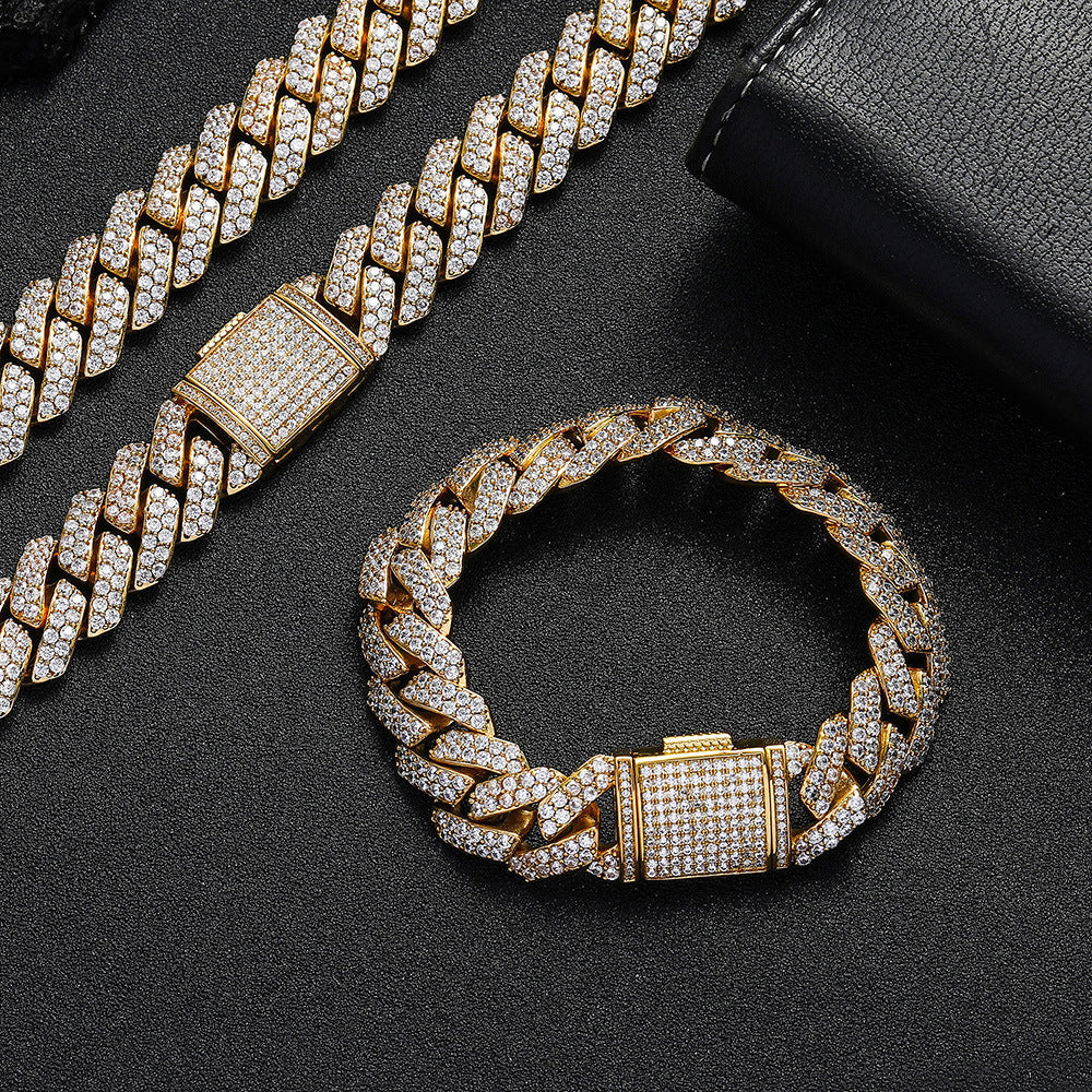15mm Cuban Link Chain Style Gold Platinum Purple Bracelet 1