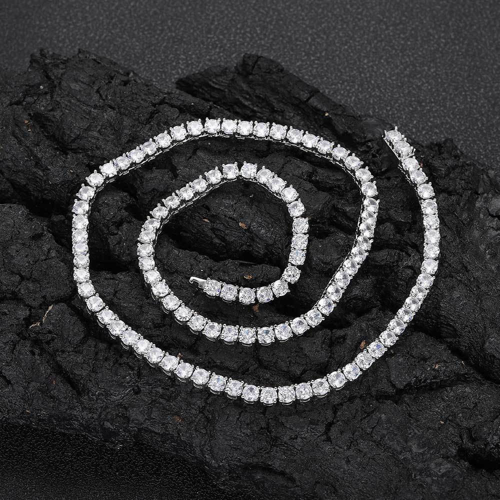 European Hip Hop Diamond Spring Fastener Tennis Chain Zircon Men's Necklace Bracelet Jewelry - DATNEWDRIP