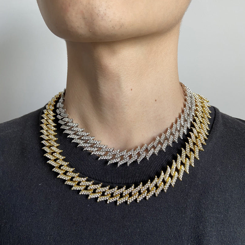 Iced Out Pointed Leaf Cuban Link Chain - DATNEWDRIP