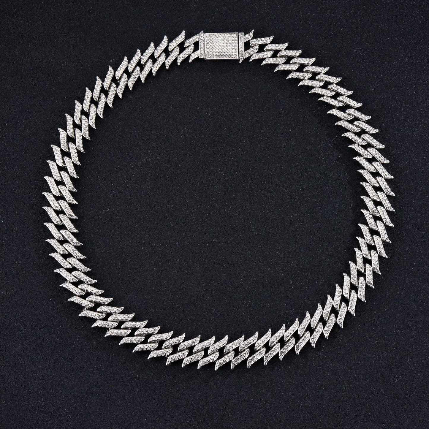 Iced Out Pointed Leaf Cuban Link Chain - DATNEWDRIP