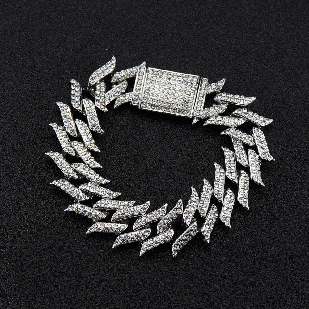 Iced Out Pointed Leaf Cuban Link Chain - DATNEWDRIP