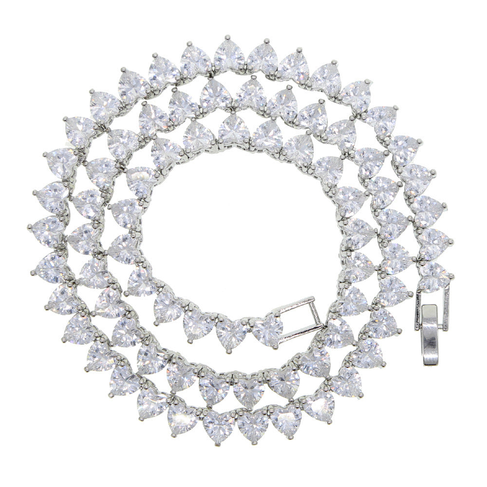 Iced Out Heart-Shaped Tennis Chain - DATNEWDRIP