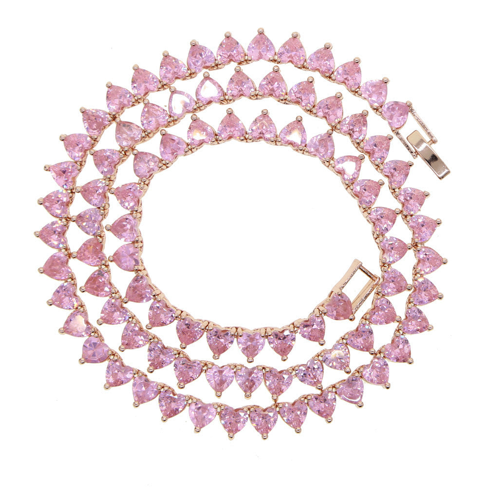 Iced Out Heart-Shaped Tennis Chain - DATNEWDRIP