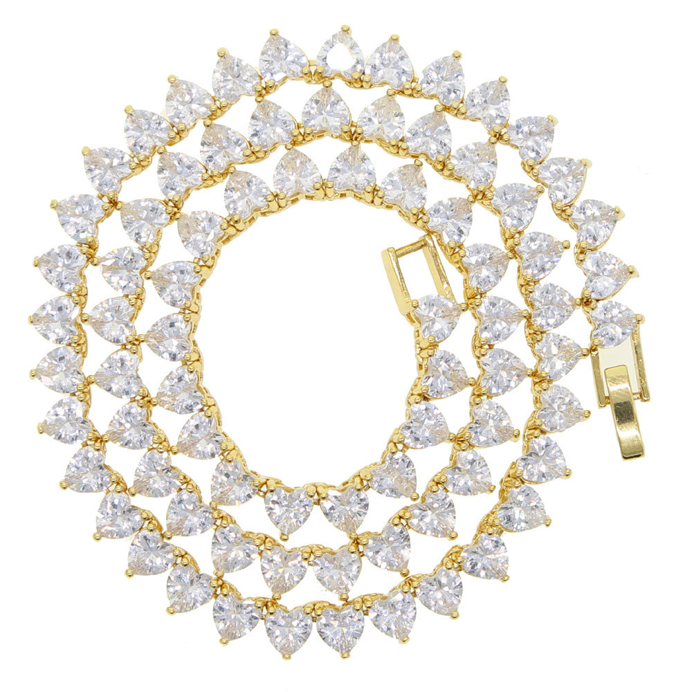 Iced Out Heart-Shaped Tennis Chain - DATNEWDRIP