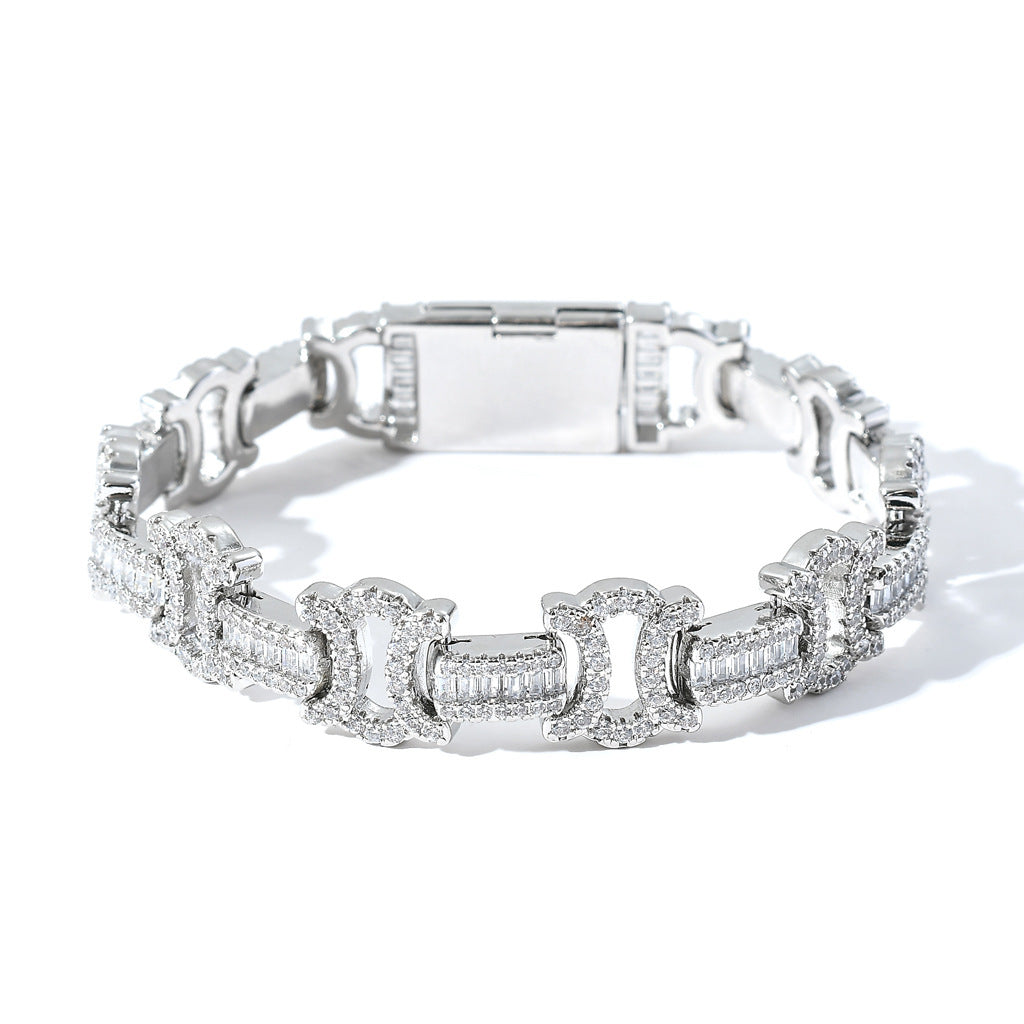 Iced Out Square And Round Chain Bracelet - DATNEWDRIP