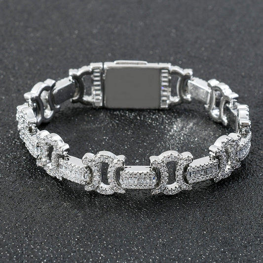 Iced Out Square And Round Chain Bracelet - DATNEWDRIP