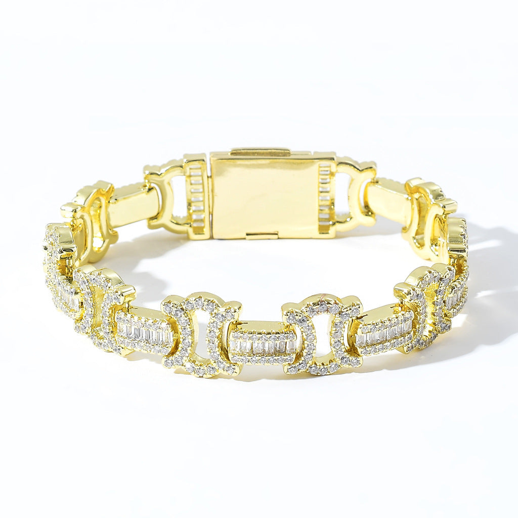 Iced Out Square And Round Chain Bracelet - DATNEWDRIP