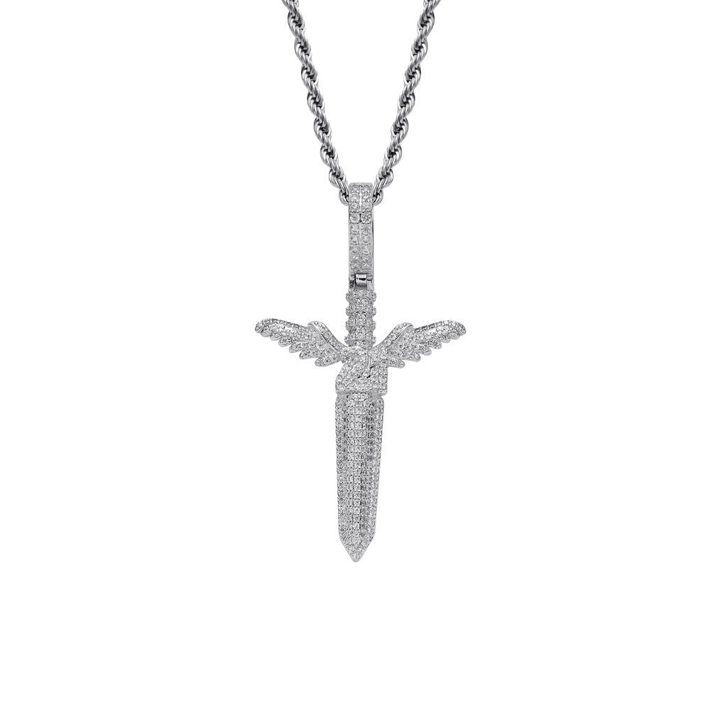 Iced Out Angel Sword Pendant - DATNEWDRIP