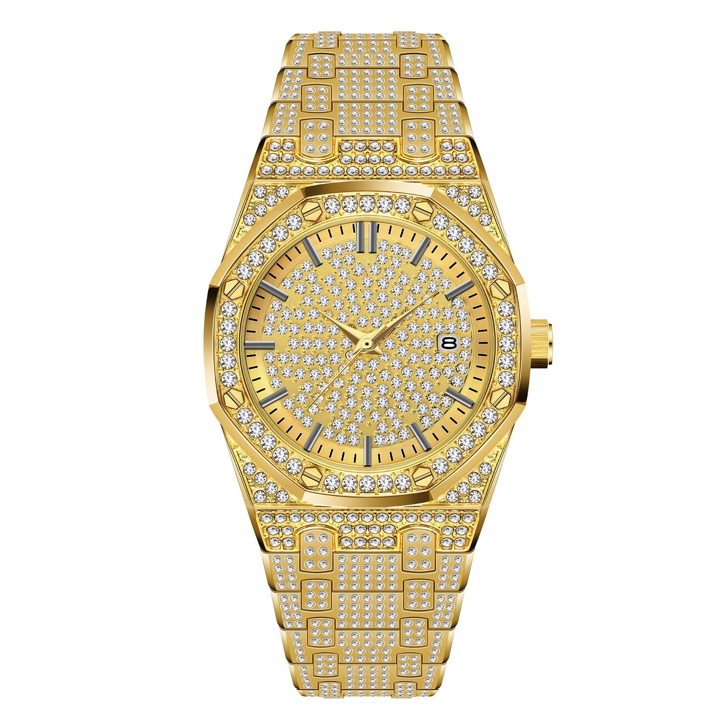 Iced Out Octagon Bolt Watch