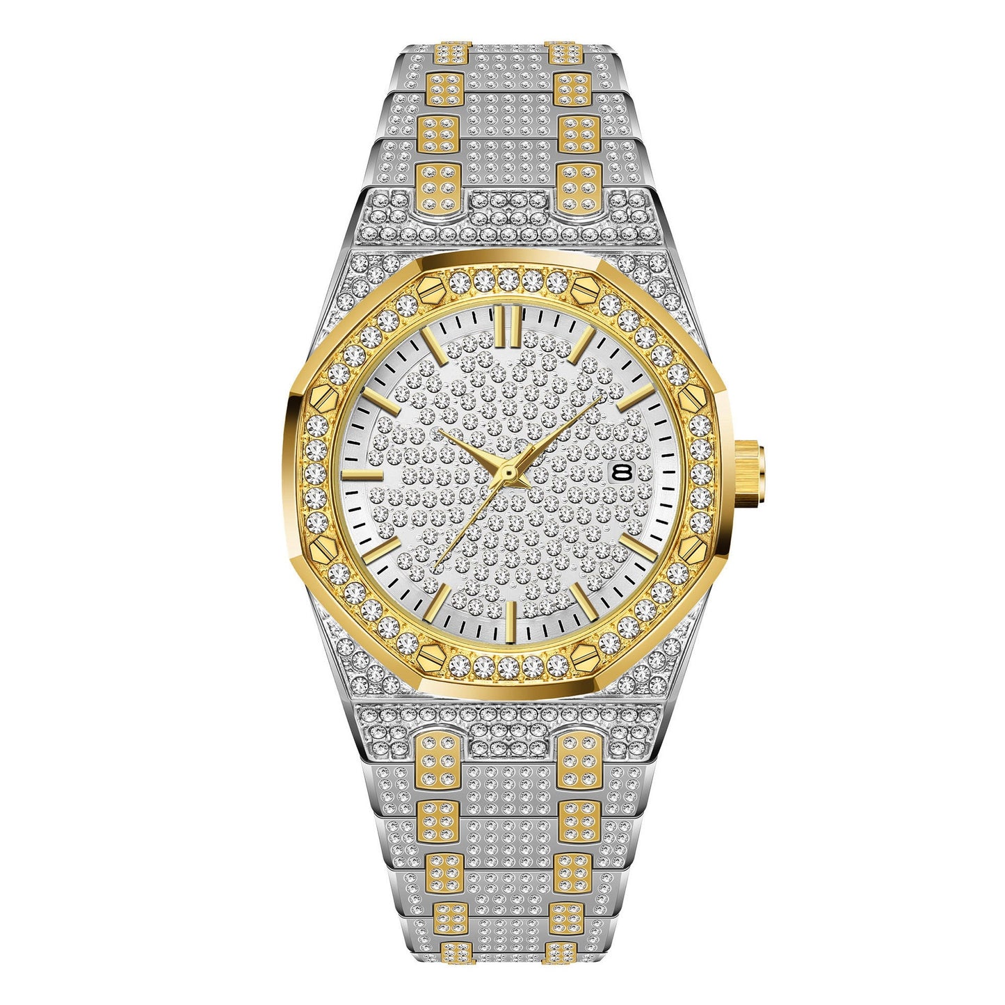 Iced Out Octagon Bolt Watch