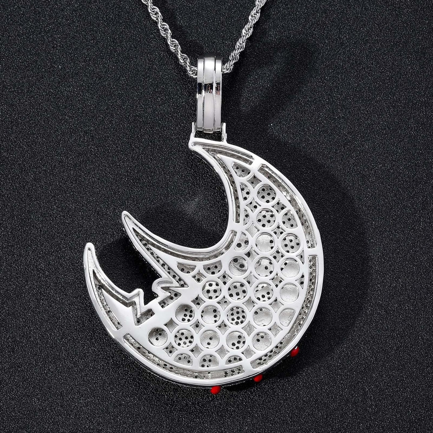 Iced Out Trippie Red Moon Pendant - DATNEWDRIP