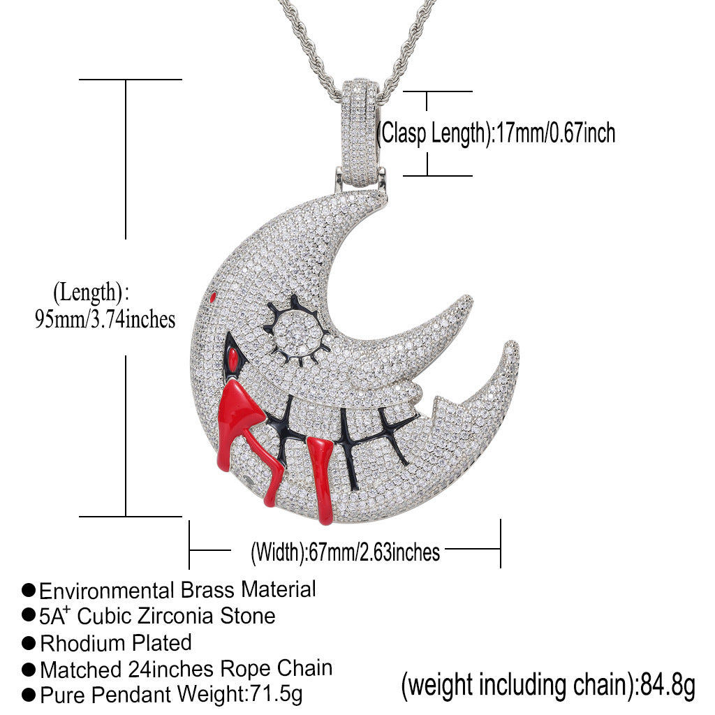 Iced Out Trippie Red Moon Pendant - DATNEWDRIP