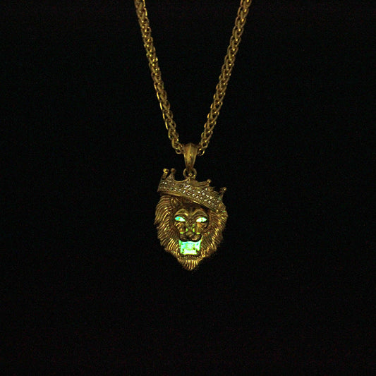 Luminous Lion Head And Crown Pendant - DATNEWDRIP