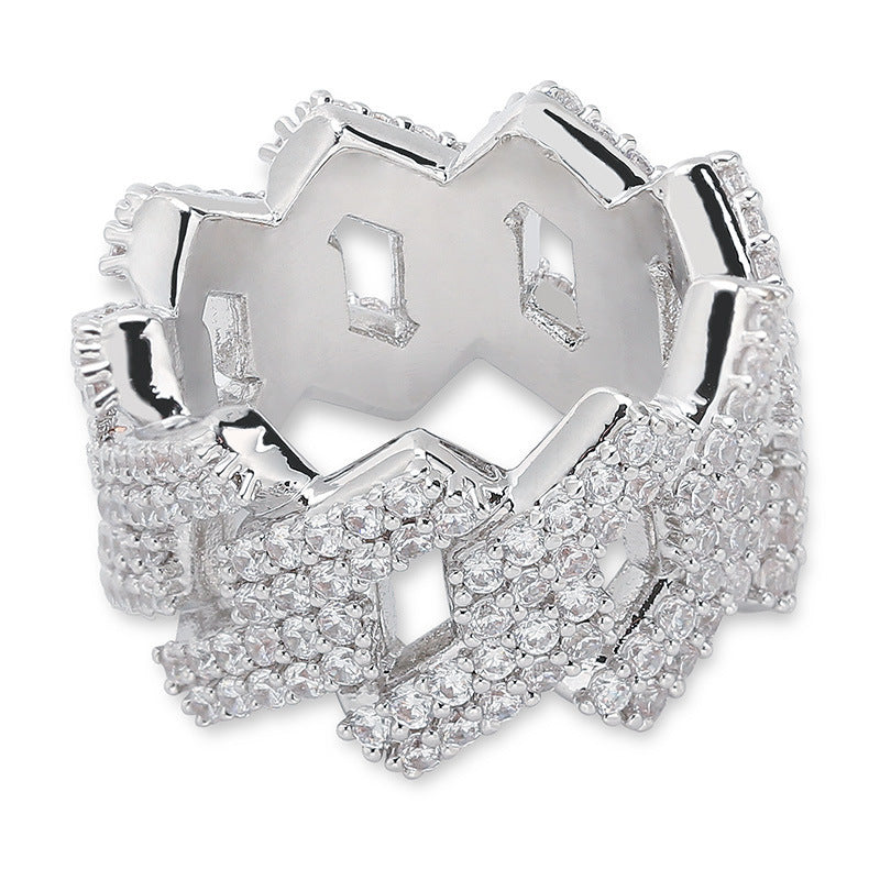 Iced Out Cuban Link Shard Ring - DATNEWDRIP