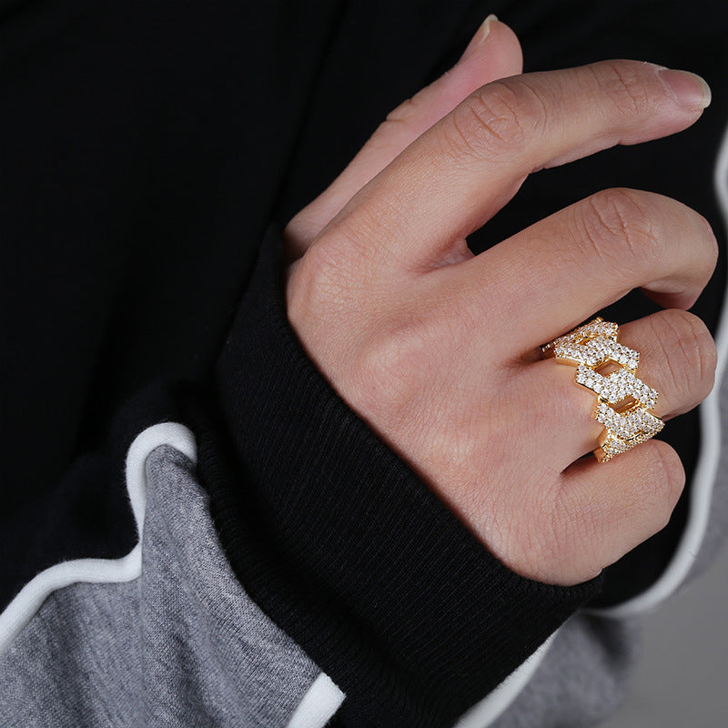 Iced Out Cuban Link Shard Ring - DATNEWDRIP