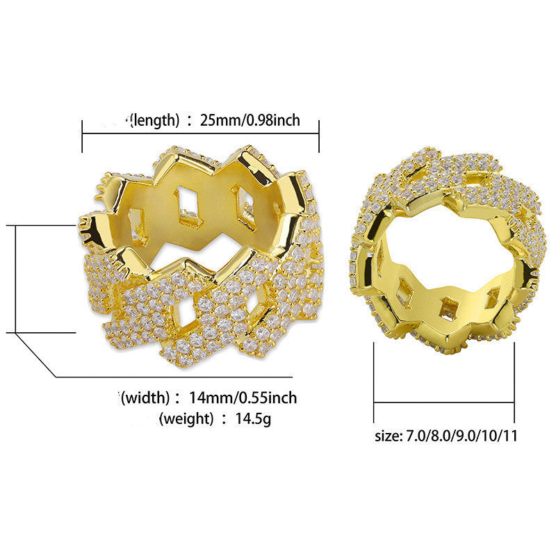 Iced Out Cuban Link Shard Ring - DATNEWDRIP