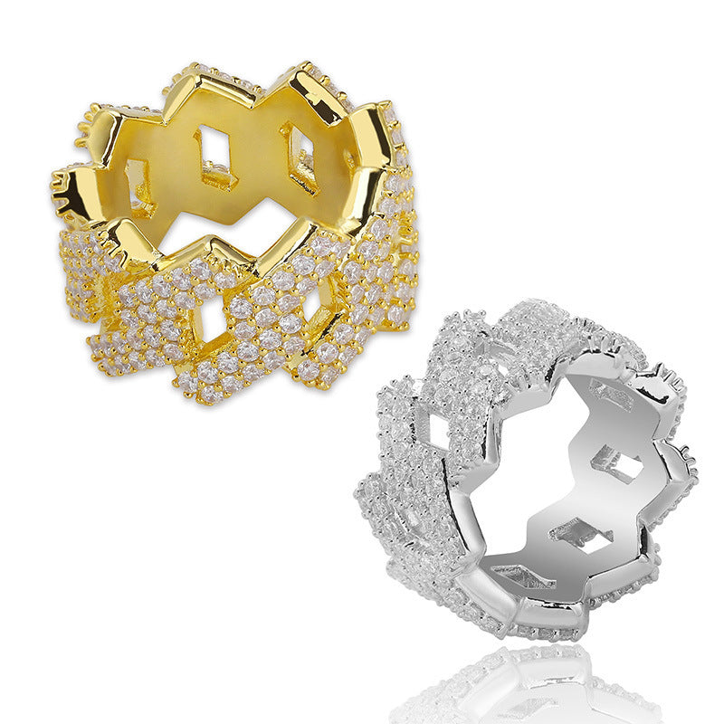 Iced Out Cuban Link Shard Ring - DATNEWDRIP