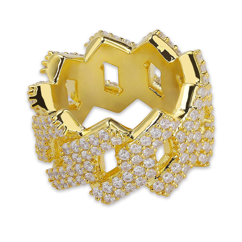 Iced Out Cuban Link Shard Ring - DATNEWDRIP