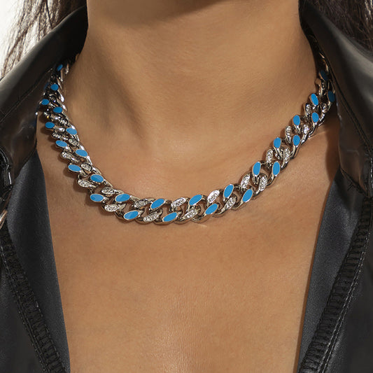 Iced Out Half Resin Blue/Orange Chain - DATNEWDRIP