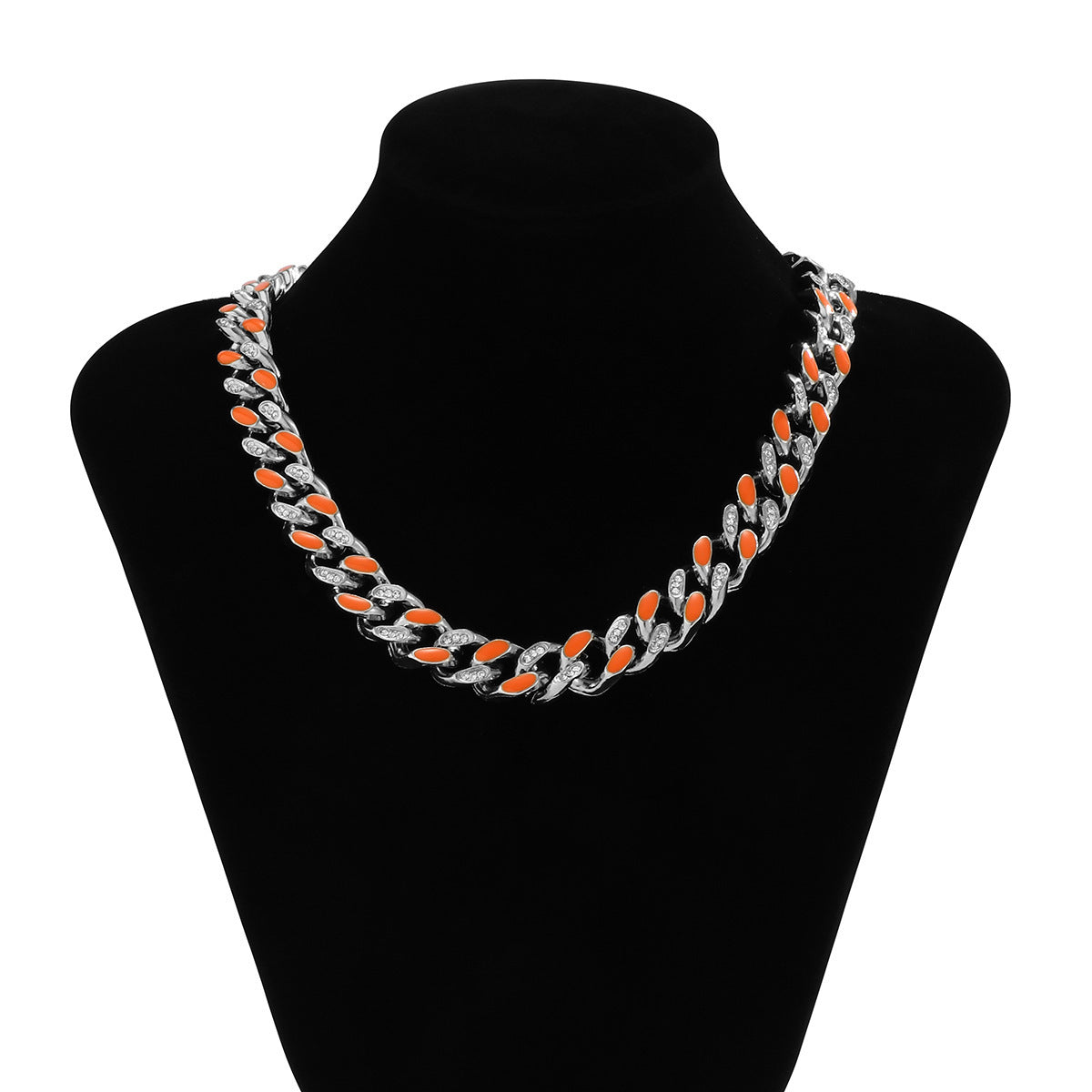 Iced Out Half Resin Blue/Orange Chain - DATNEWDRIP