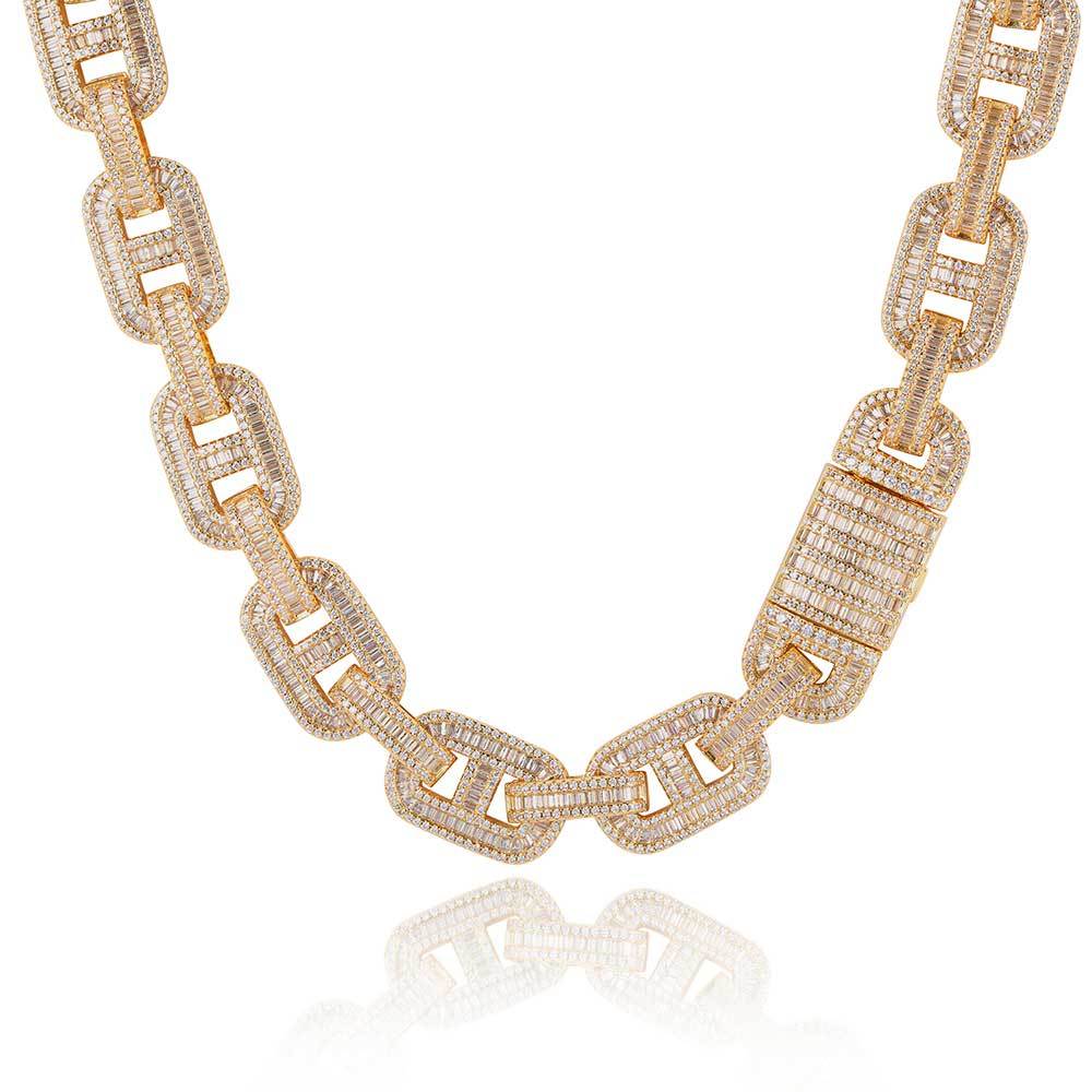 Iced Out 15mm Pig Nose Baguette Cuban Link Chain - DATNEWDRIP
