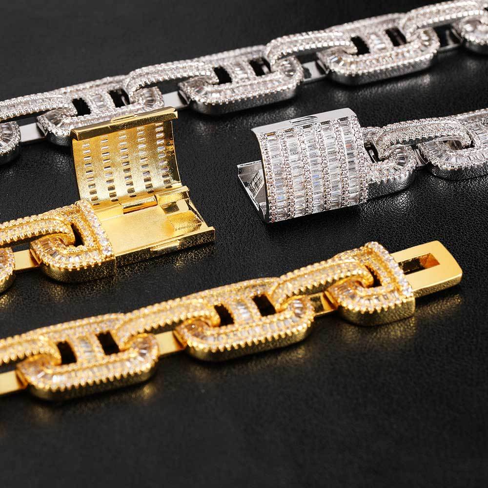 Iced Out 15mm Pig Nose Baguette Cuban Link Chain - DATNEWDRIP