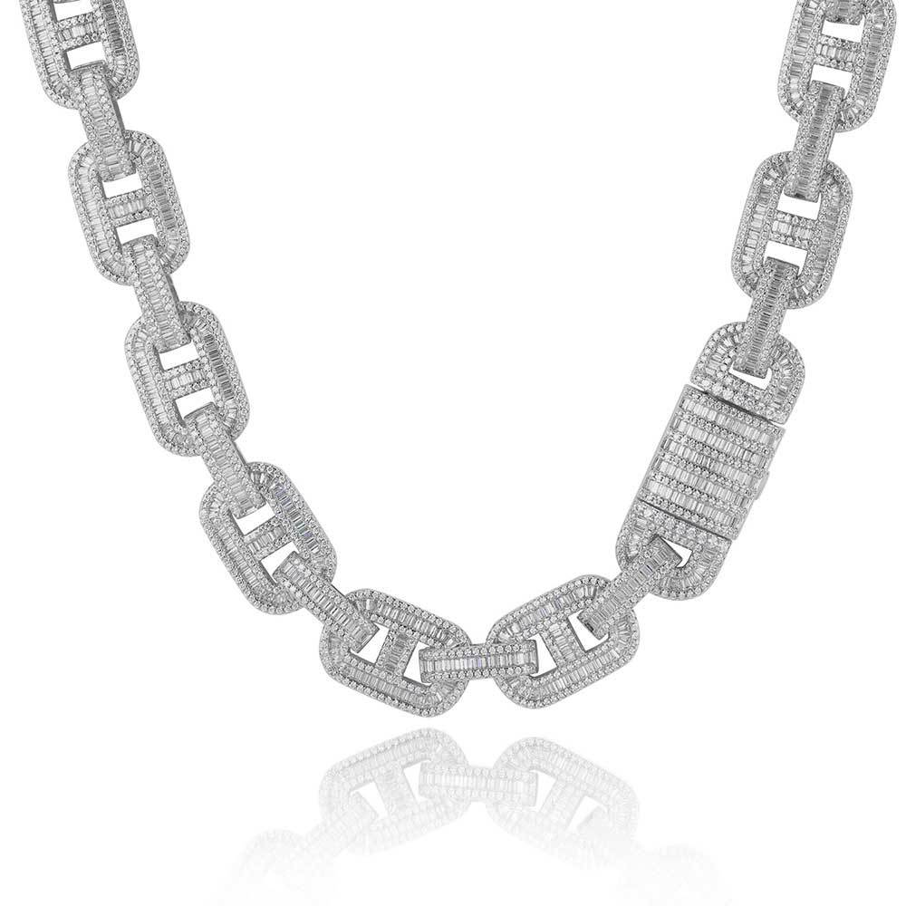 Iced Out 15mm Pig Nose Baguette Cuban Link Chain - DATNEWDRIP