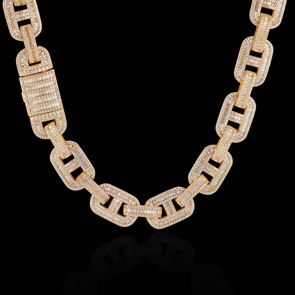 Iced Out 15mm Pig Nose Baguette Cuban Link Chain - DATNEWDRIP