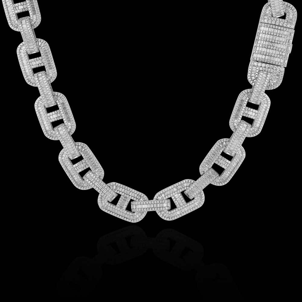 Iced Out 15mm Pig Nose Baguette Cuban Link Chain - DATNEWDRIP