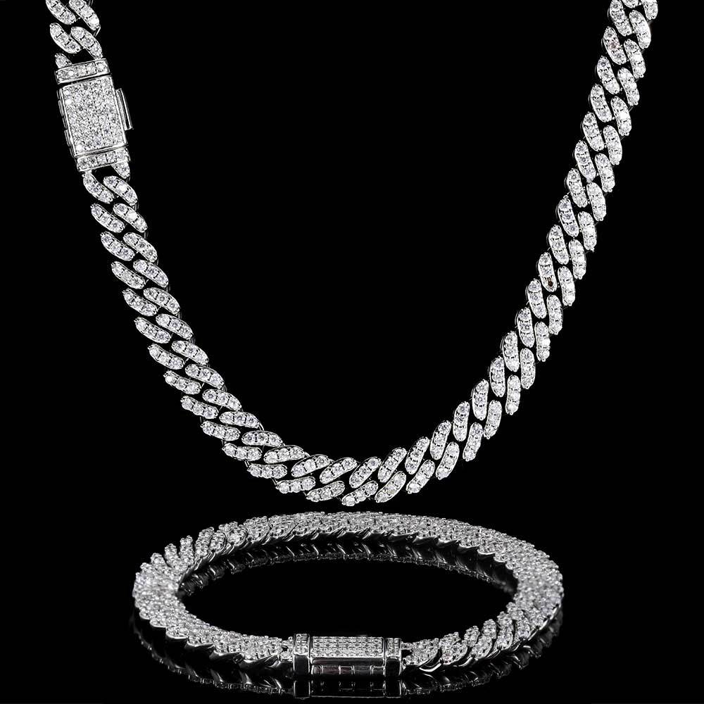 Iced Out 8mm Flap Buckle Single Row Cuban Link Chain - DATNEWDRIP