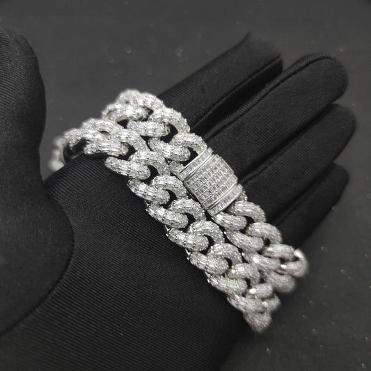 Iced Out 15mm Three Row T Square Cuban Link Chain