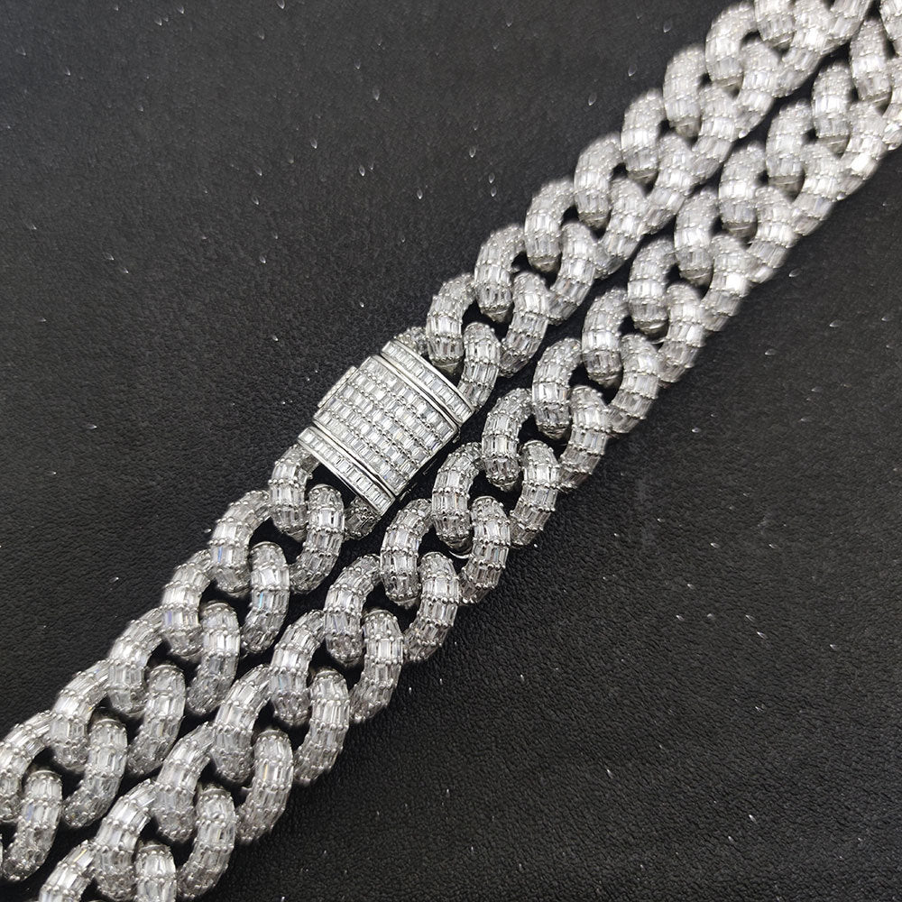 Iced Out 15mm Three Row T Square Cuban Link Chain