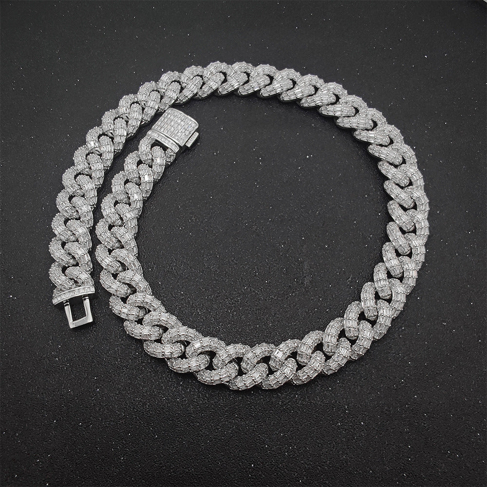 Iced Out 15mm Three Row T Square Cuban Link Chain