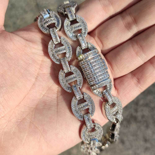 Hip Hop 16mm Pig Nose Necklace Bracelet Real Gold Plating - DATNEWDRIP