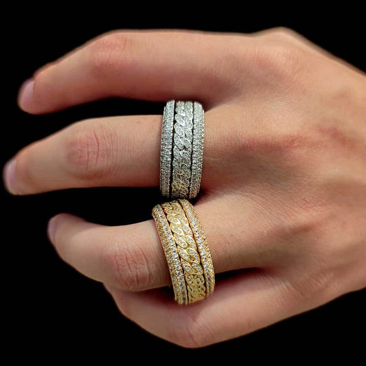 Iced Out Rotatable Cuban Link Ring - DATNEWDRIP