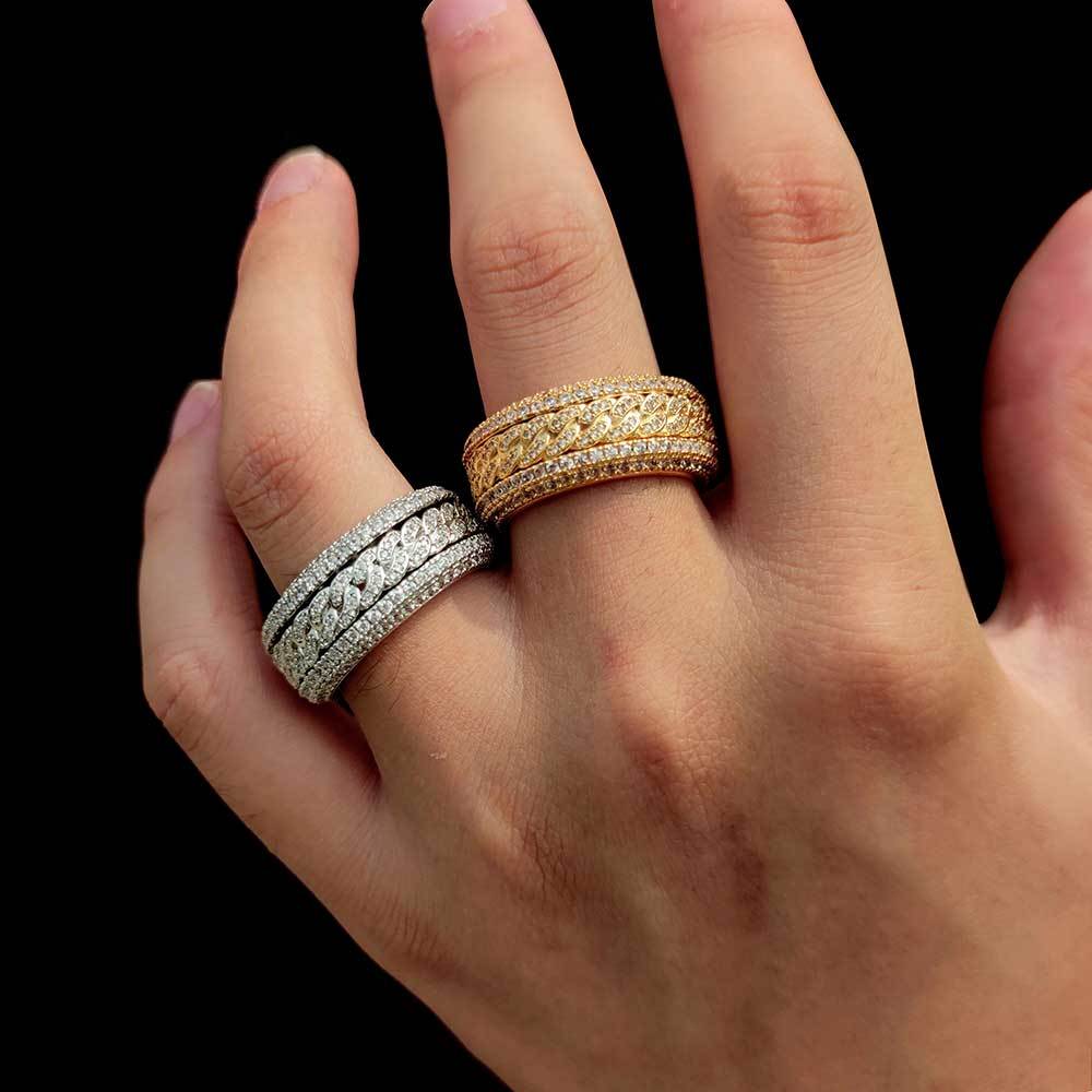Iced Out Rotatable Cuban Link Ring - DATNEWDRIP