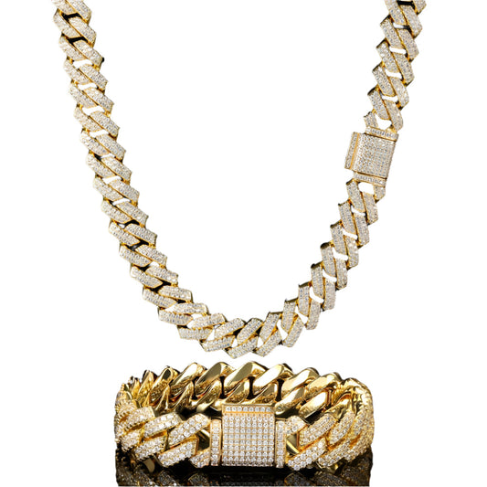 Hip Hop Necklace 14mm Double Row Bar Bracelet - DATNEWDRIP