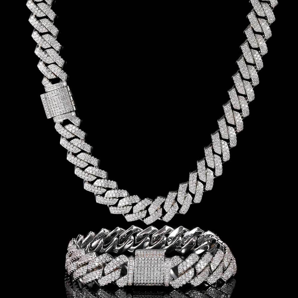 Hip Hop Necklace 14mm Double Row Bar Bracelet - DATNEWDRIP