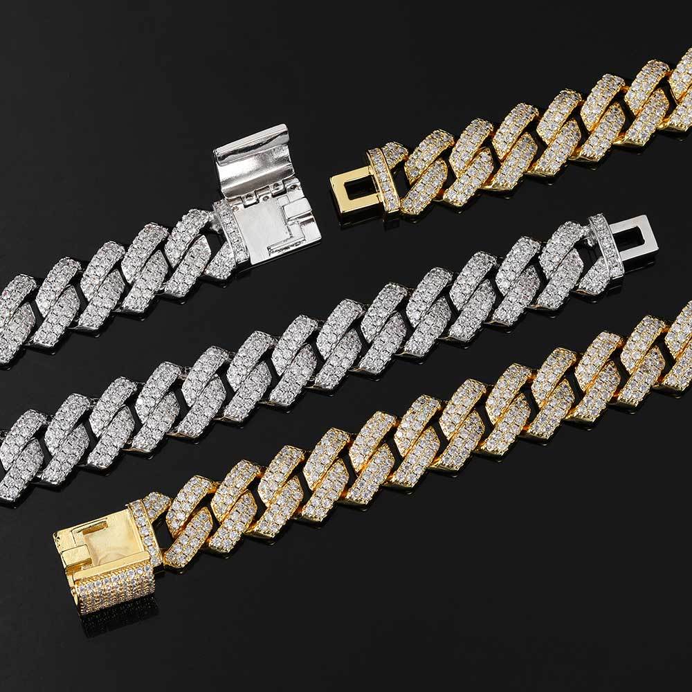 Hip Hop Necklace 14mm Double Row Bar Bracelet - DATNEWDRIP