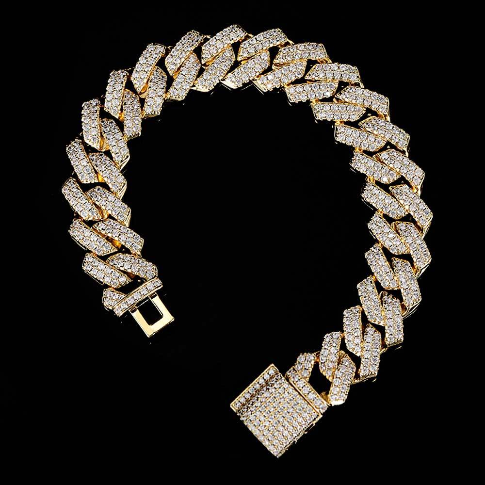 Hip Hop Necklace 14mm Double Row Bar Bracelet - DATNEWDRIP