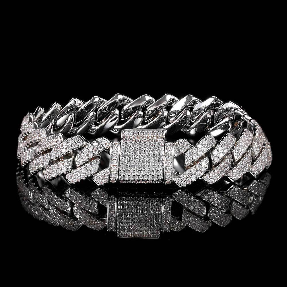 Hip Hop Necklace 14mm Double Row Bar Bracelet - DATNEWDRIP