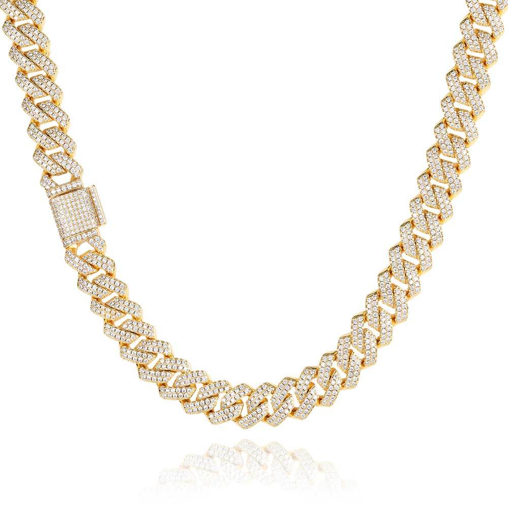 Hip Hop Necklace 14mm Double Row Bar Bracelet - DATNEWDRIP