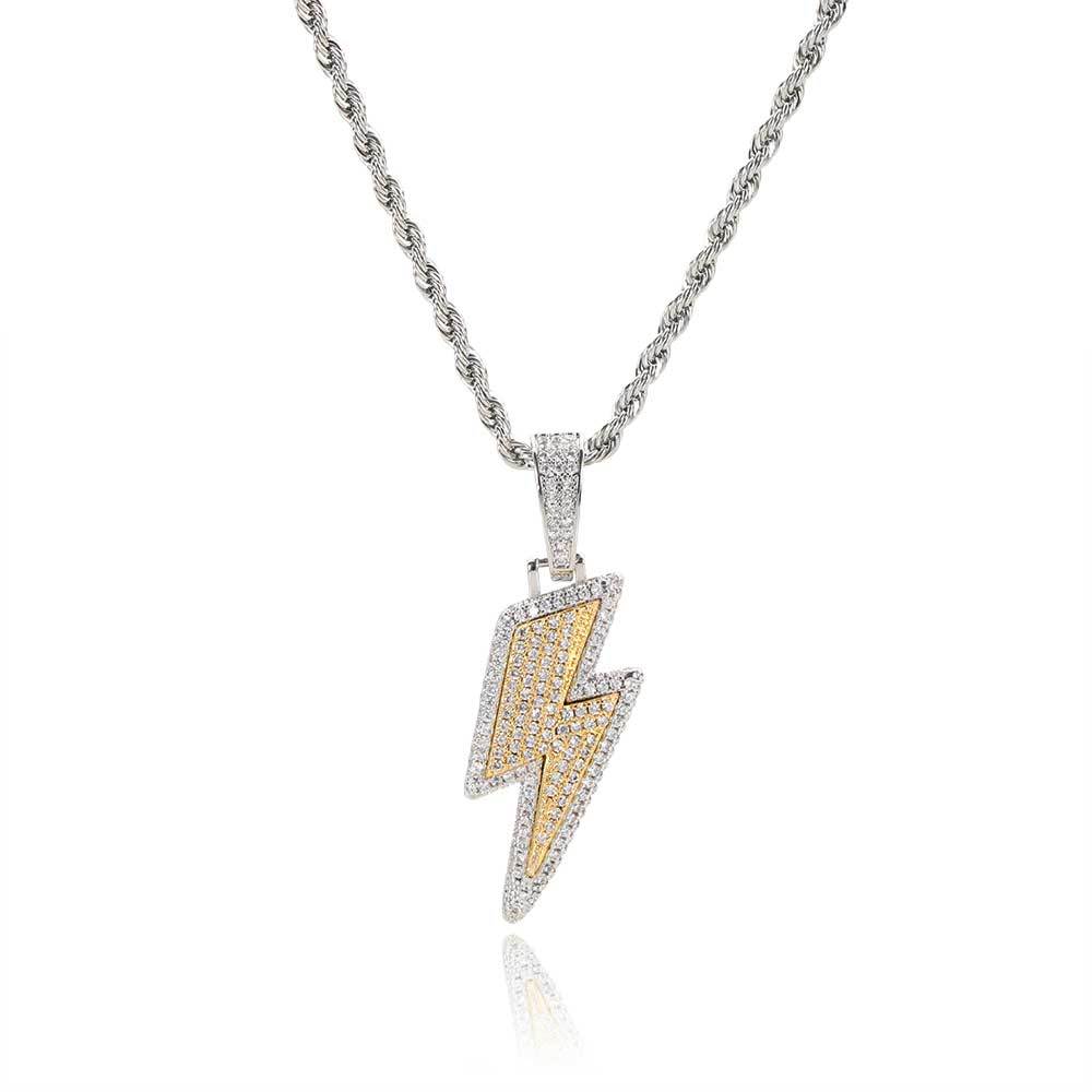 Iced Out Two Tone Bolt Pendant