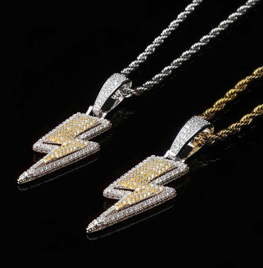 Iced Out Two Tone Bolt Pendant